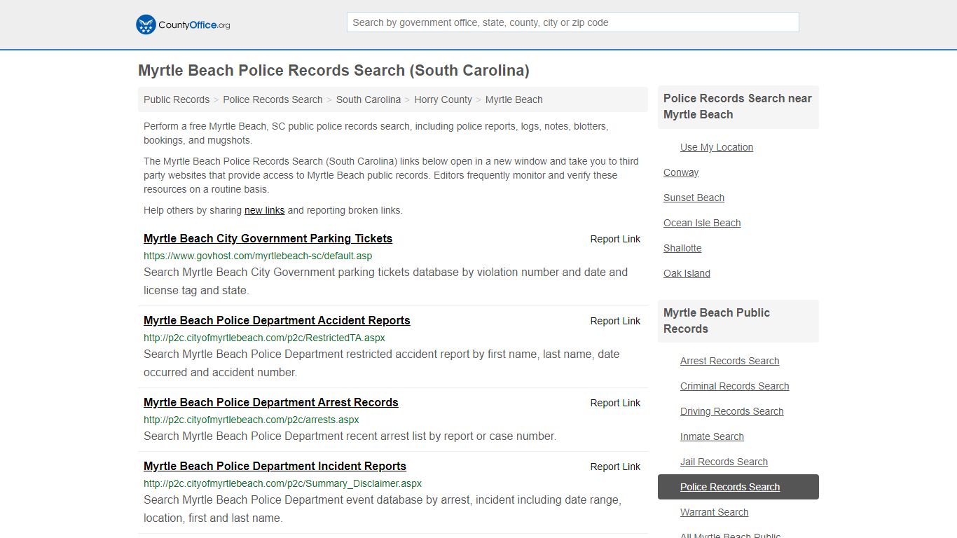 Police Records Search - Myrtle Beach, SC (Accidents ...